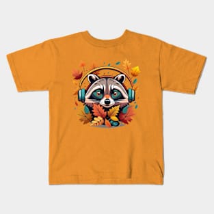 Autumn Serenade with Raccoon Kids T-Shirt